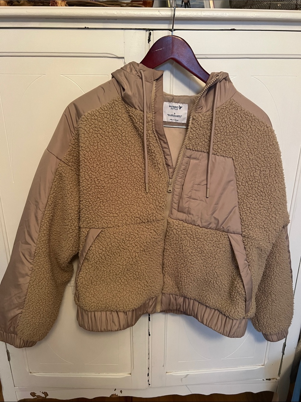 Old Navy Tan Sherpa Hooded Puffer Jacket